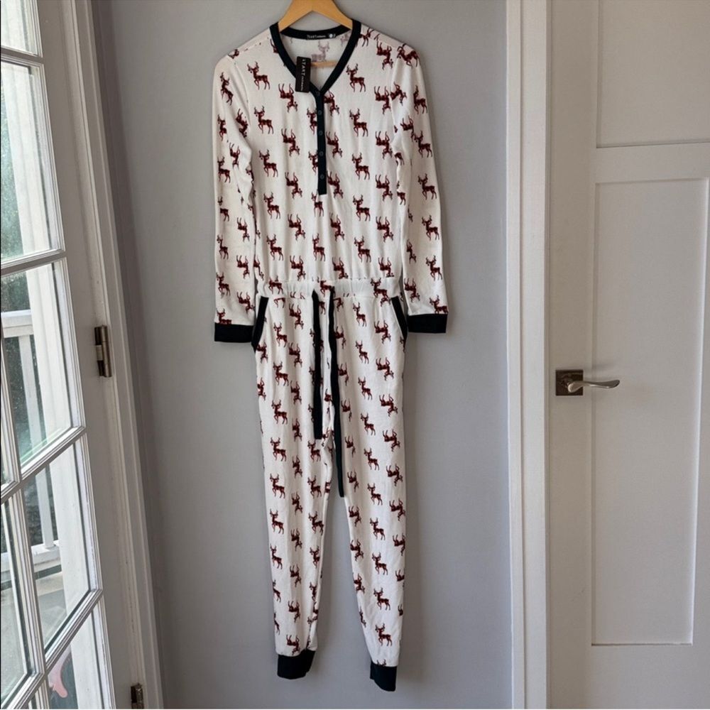 NWT Tart Intimates Tenlie Plaid Reindeer Pajamas Onesie